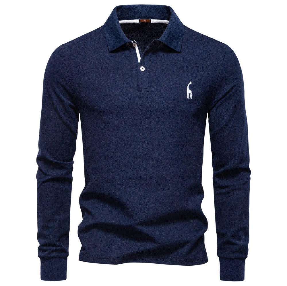 Men’s Cotton Blend Long Sleeve Polo Shirt