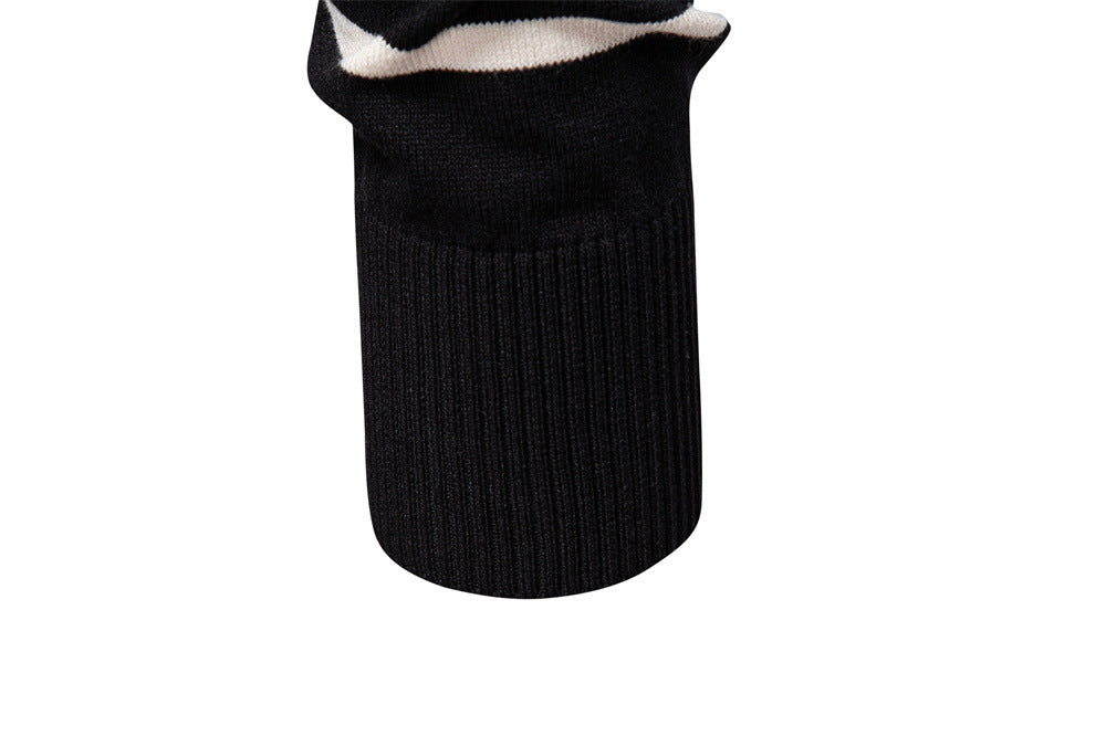 Men’s Striped Long Sleeve Knit Polo Sweater