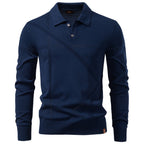 Men’s Jacquard Knit Long Sleeve Polo Shirt