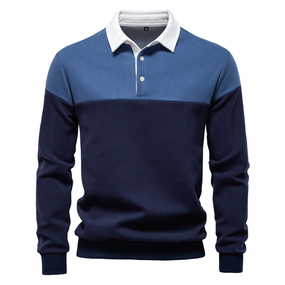 Men’s Colorblock Long Sleeve Polo Sweatshirt
