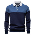Men’s Colorblock Long Sleeve Polo Sweatshirt