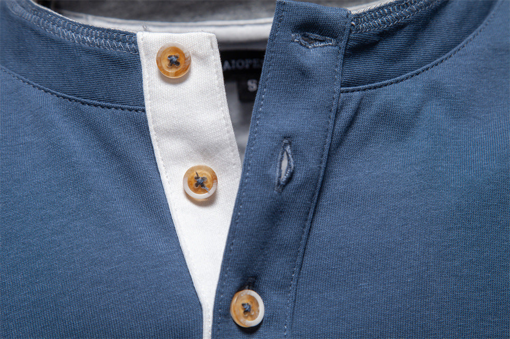 Men’s Long Sleeve Cotton Henley Shirt