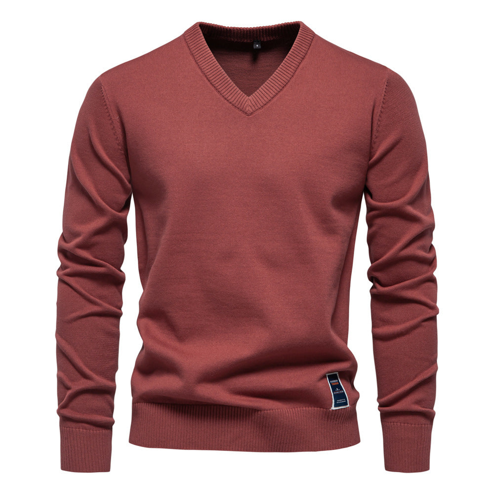 Men’s Cotton V-Neck Knit Sweater