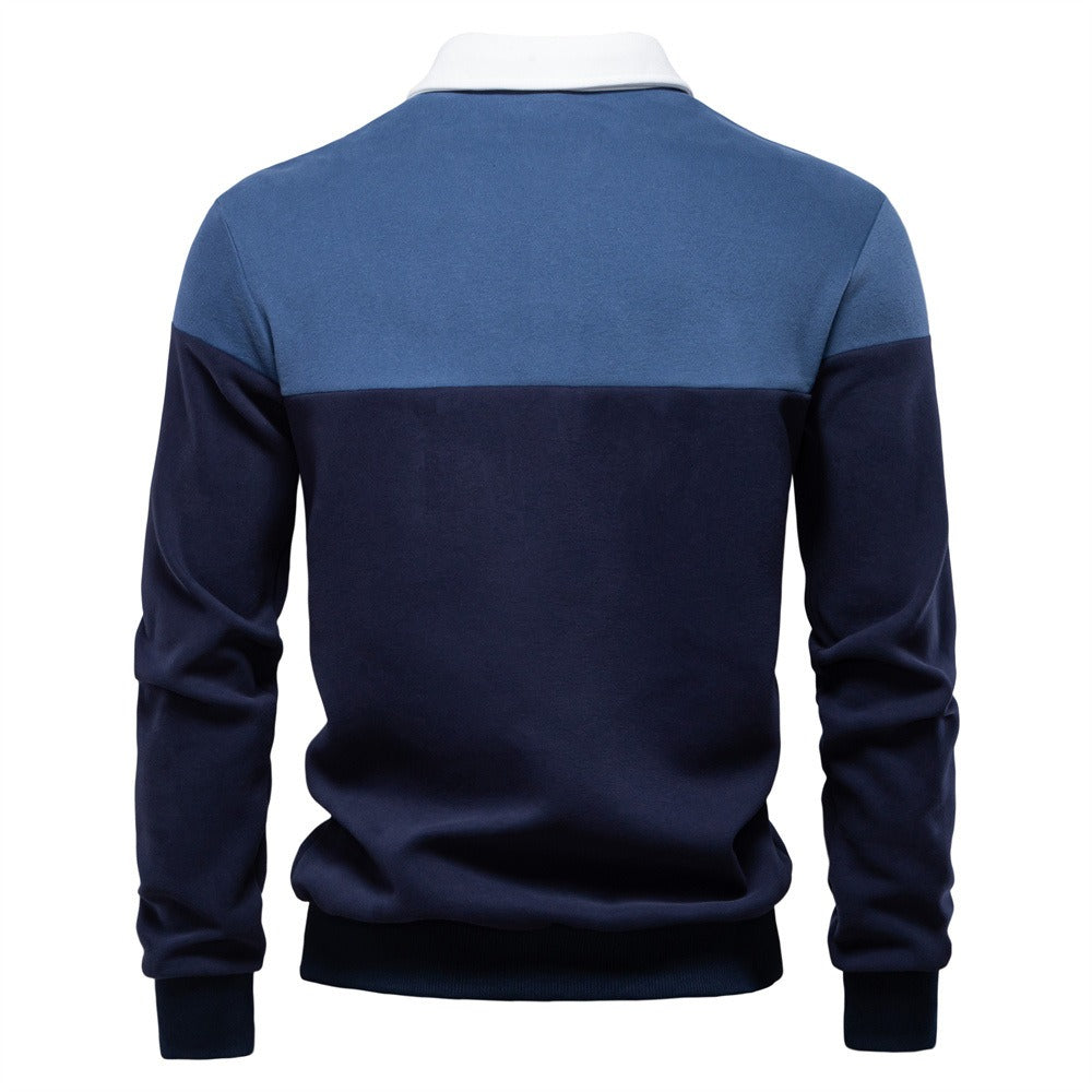 Men’s Colorblock Long Sleeve Polo Sweatshirt