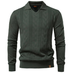Men’s Jacquard Open Collar Knit Sweater