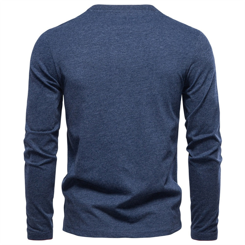 Men’s Contrast V-Neck Long Sleeve T-Shirt