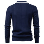 Men’s Contrast Trim Textured Knit Polo Sweater