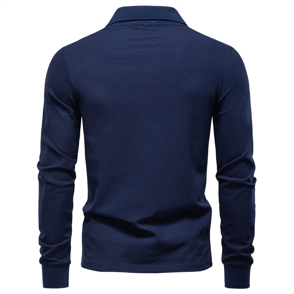 Men’s Cotton Blend Long Sleeve Polo Shirt