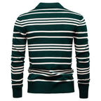 Men’s Striped Long Sleeve Knit Polo Sweater