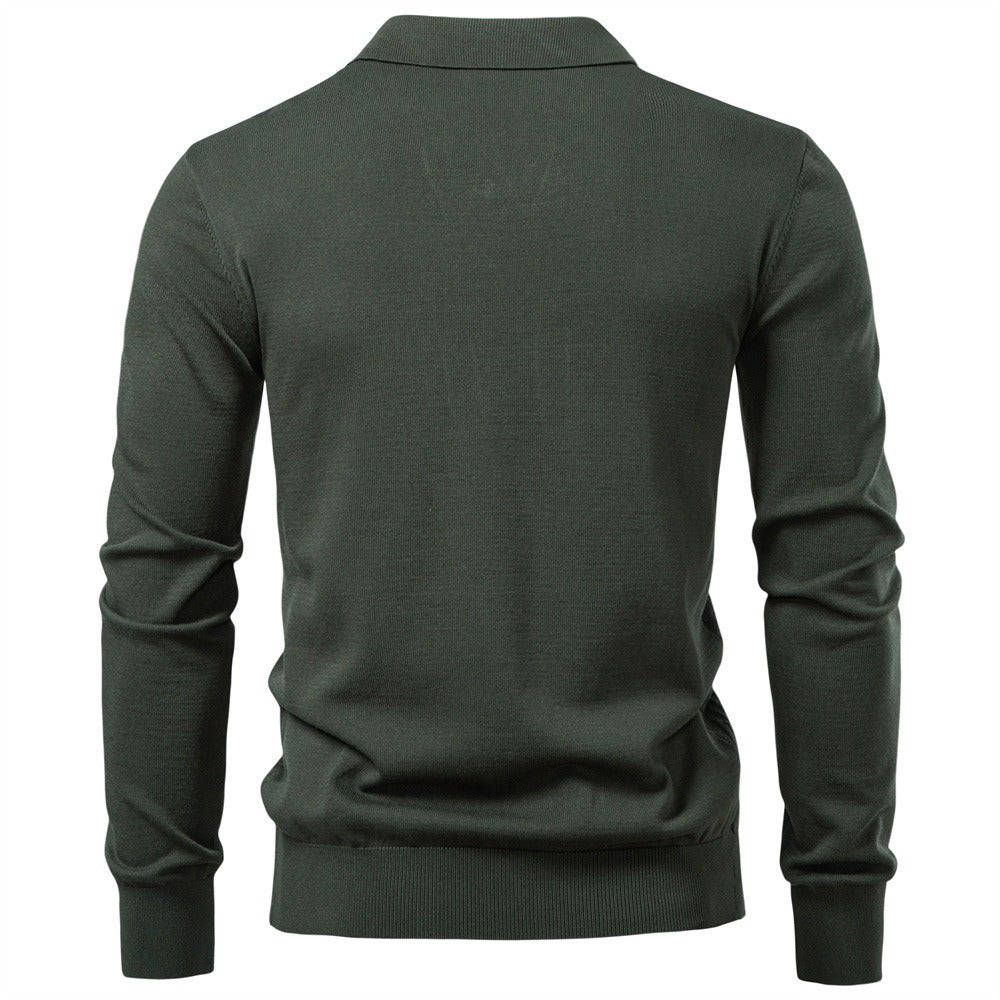 Men’s Jacquard Open Collar Knit Sweater