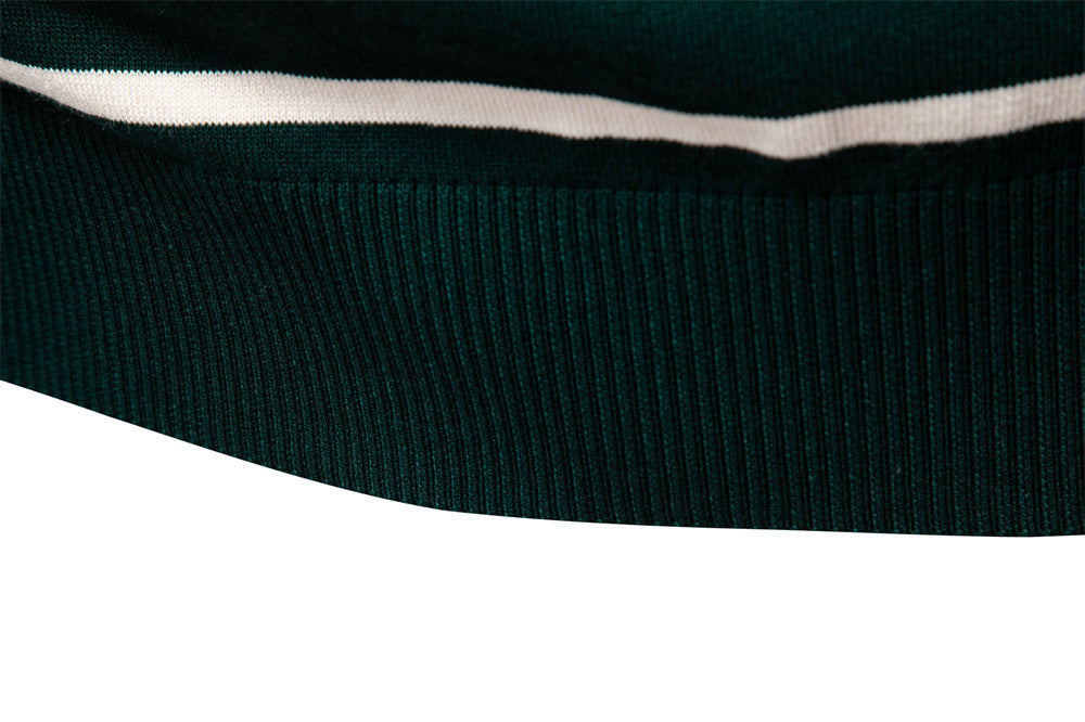 Men’s Striped Long Sleeve Knit Polo Sweater