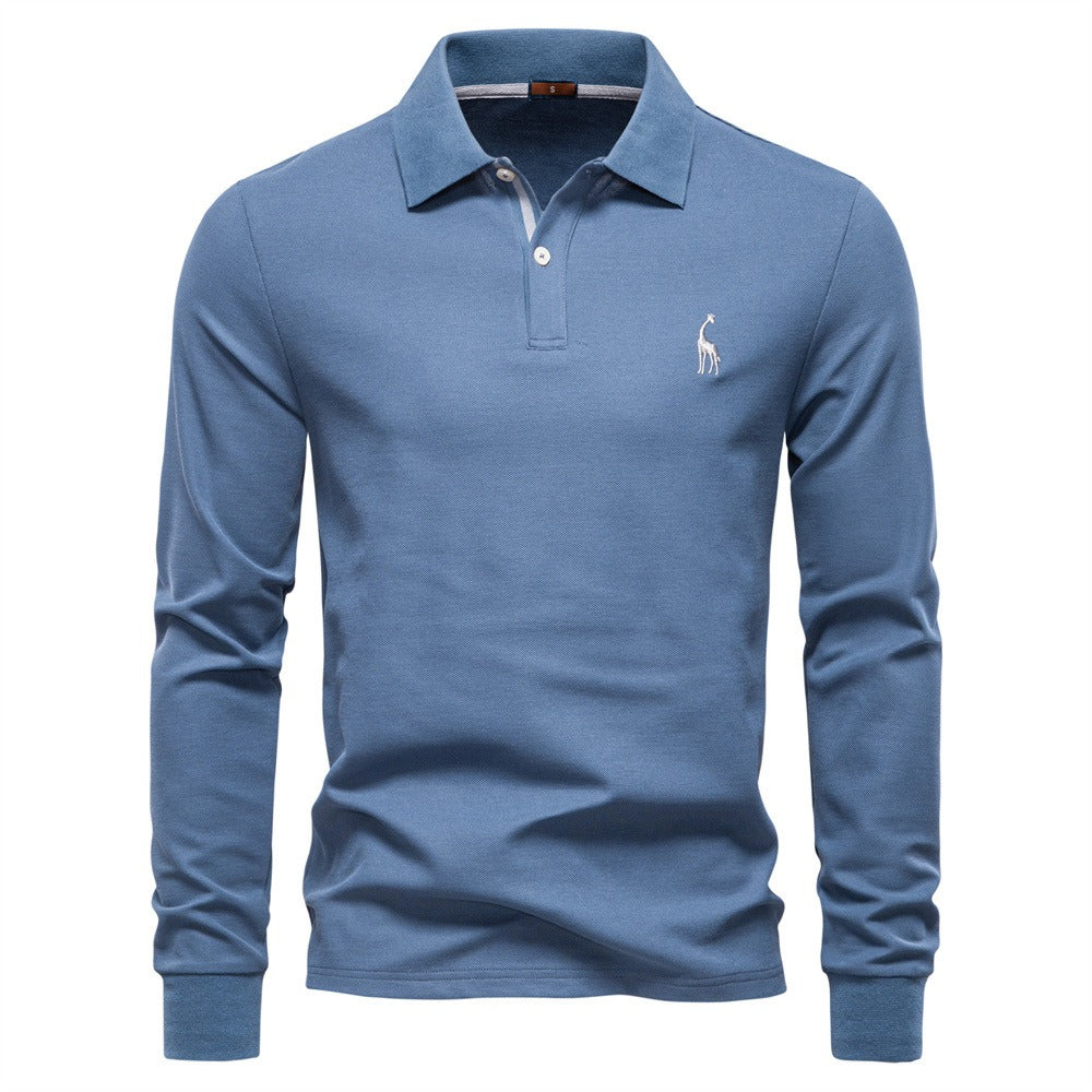 Men’s Cotton Blend Long Sleeve Polo Shirt