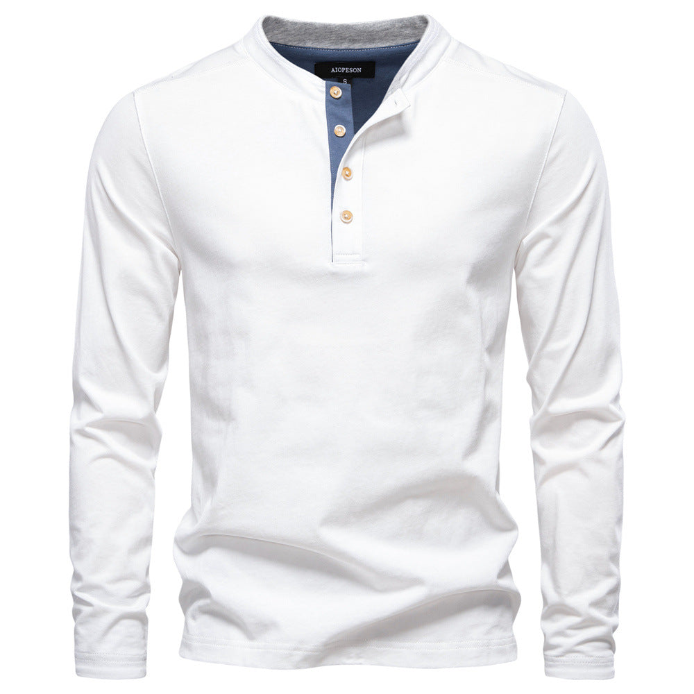 Men’s Long Sleeve Cotton Henley Shirt