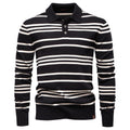 Men’s Striped Long Sleeve Knit Polo Sweater