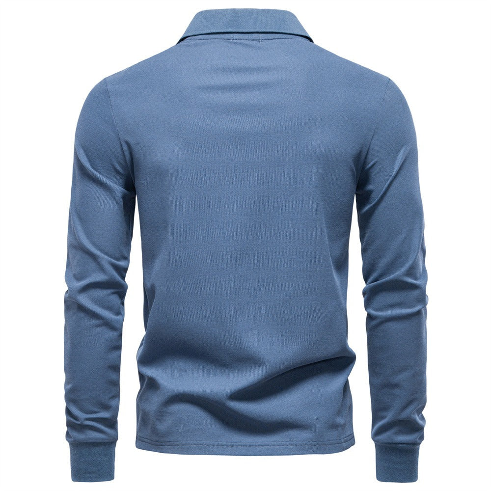 Men’s Cotton Blend Long Sleeve Polo Shirt