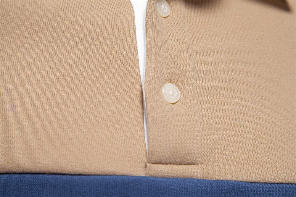 Men’s Colorblock Long Sleeve Polo Sweatshirt