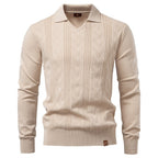 Men’s Jacquard Open Collar Knit Sweater