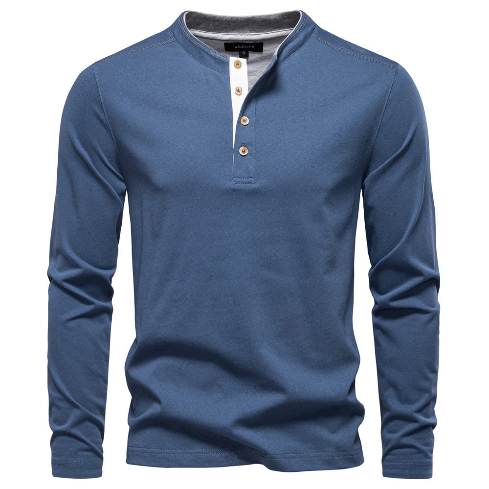 Men’s Long Sleeve Cotton Henley Shirt