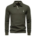 Men’s Cotton Blend Long Sleeve Polo Shirt