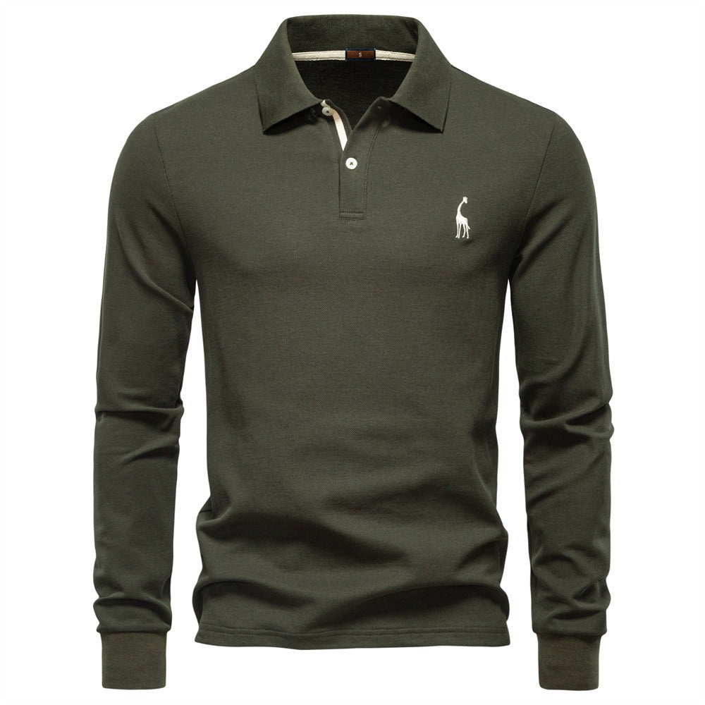 Men’s Cotton Blend Long Sleeve Polo Shirt