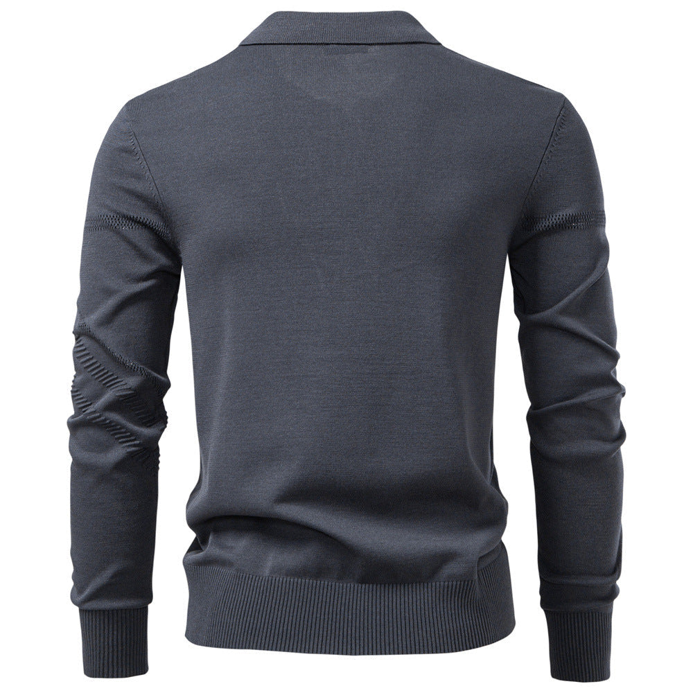 Men’s Jacquard Knit Long Sleeve Polo Shirt