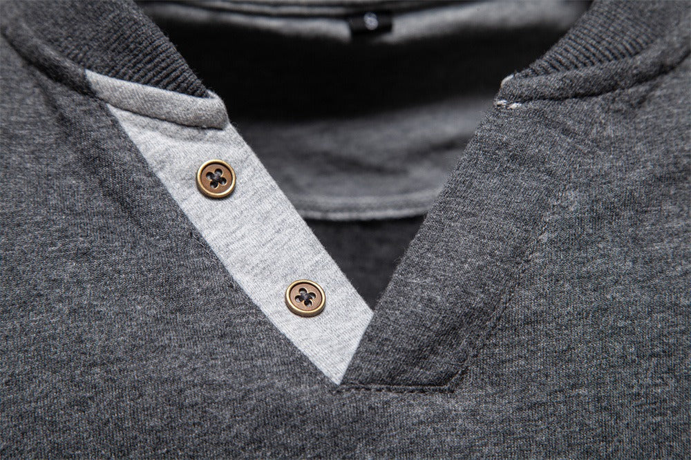 Men’s Contrast V-Neck Long Sleeve T-Shirt