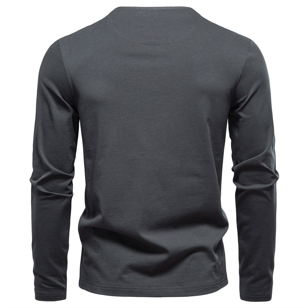 Men’s Long Sleeve Cotton Henley Shirt