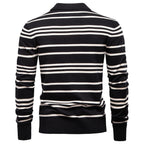 Men’s Striped Long Sleeve Knit Polo Sweater