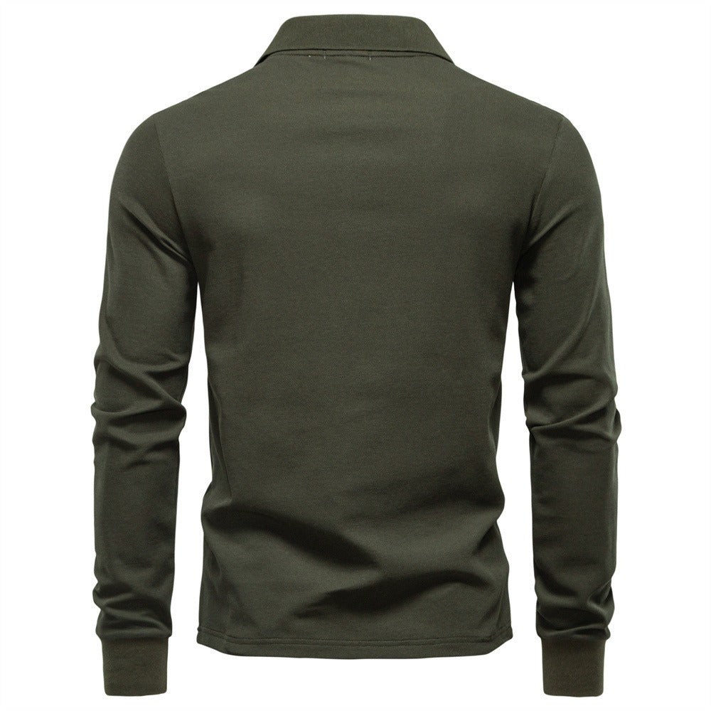 Men’s Cotton Blend Long Sleeve Polo Shirt