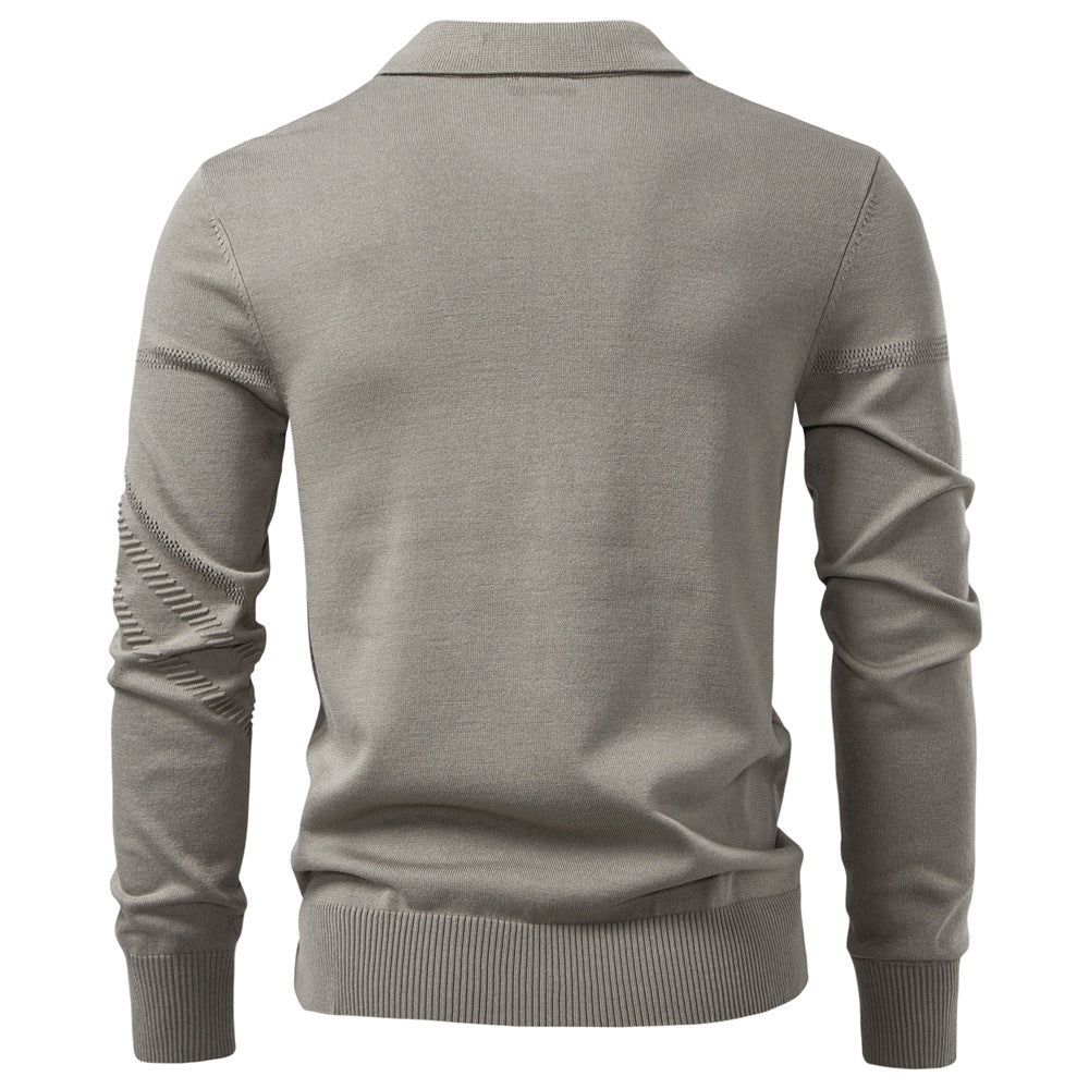 Men’s Jacquard Knit Long Sleeve Polo Shirt