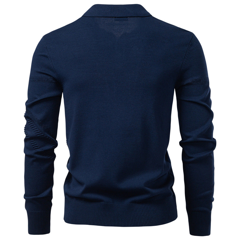 Men’s Jacquard Knit Long Sleeve Polo Shirt