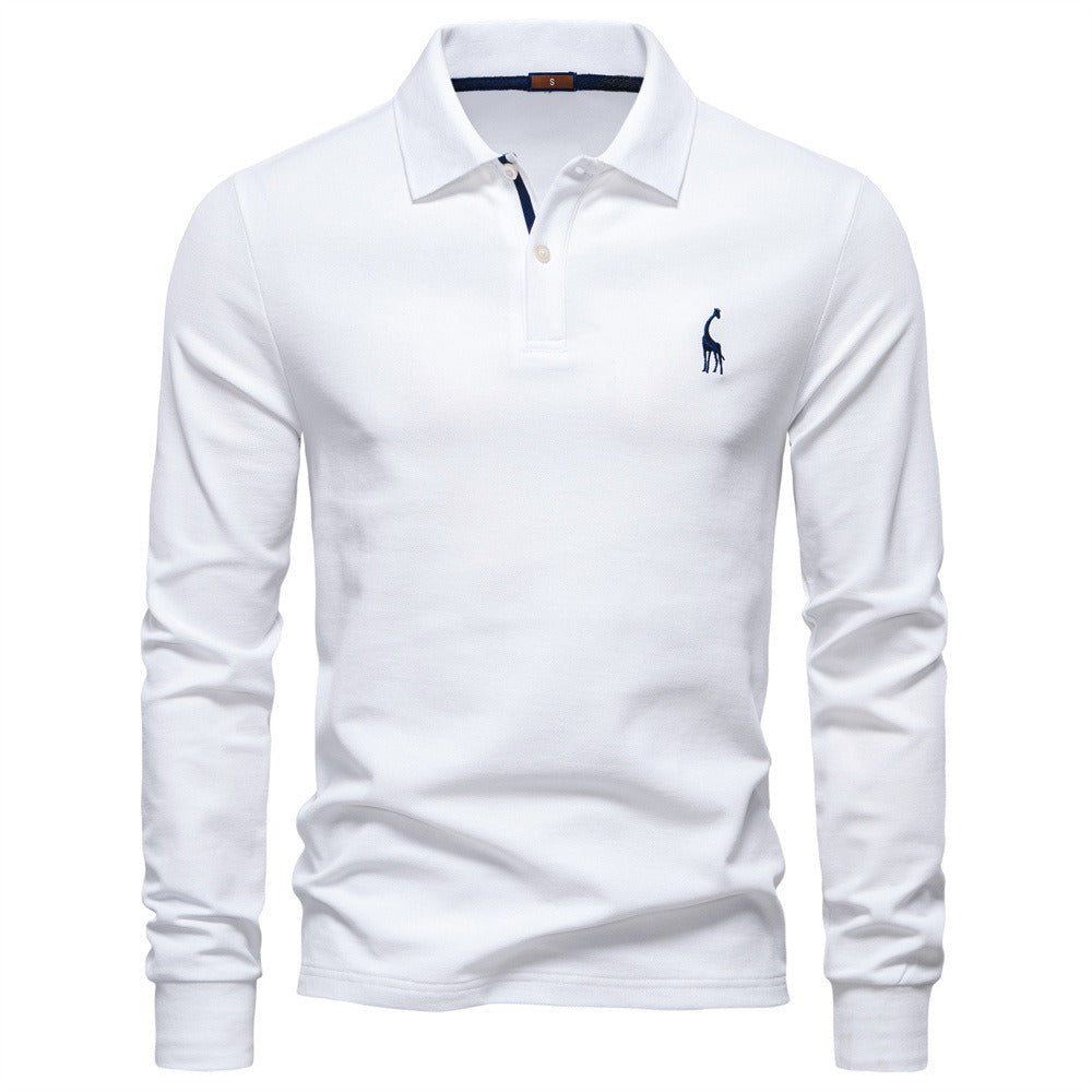 Men’s Cotton Blend Long Sleeve Polo Shirt