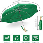 Green Duck Compact Automatic Umbrella with Wooden Handle
