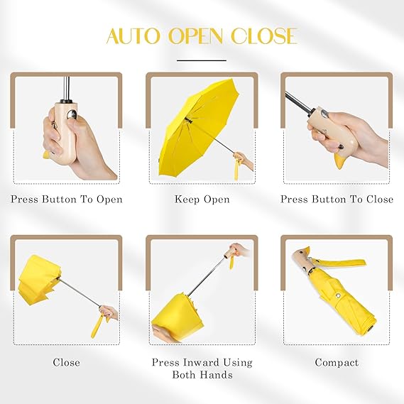 Yellow Duck Compact Automatic Umbrella