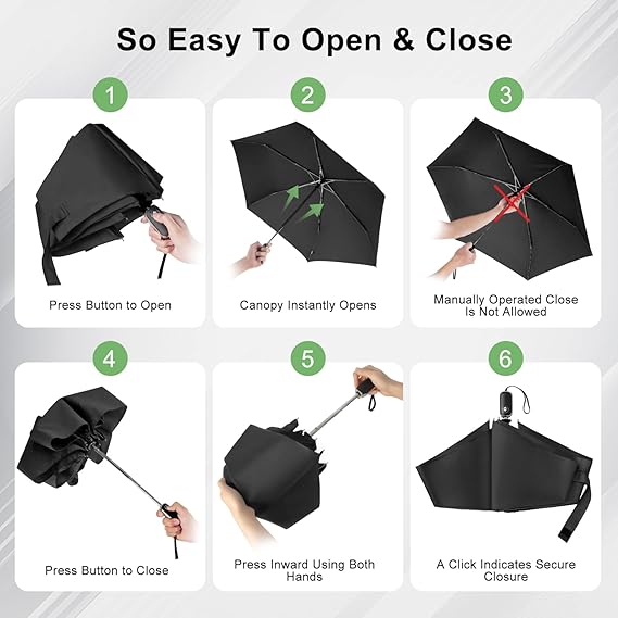 Black Mini Automatic Travel Umbrella