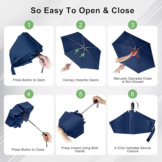 Dark Blue Mini Automatic Travel Umbrella