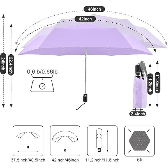 Light Purple Mini Folding Umbrella for Rain