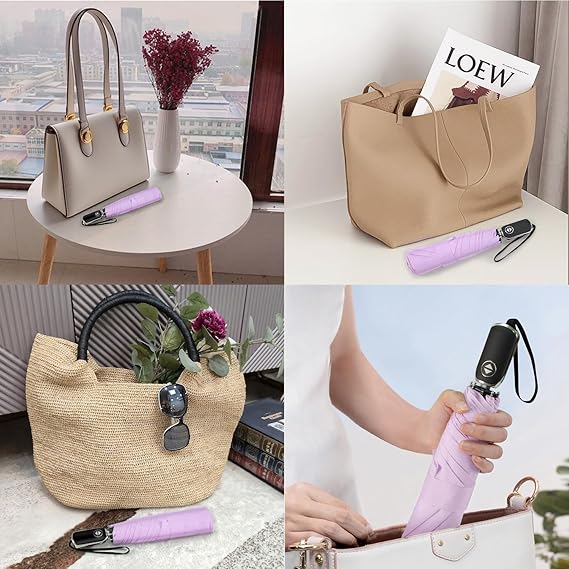 Light Purple Mini Folding Umbrella for Rain