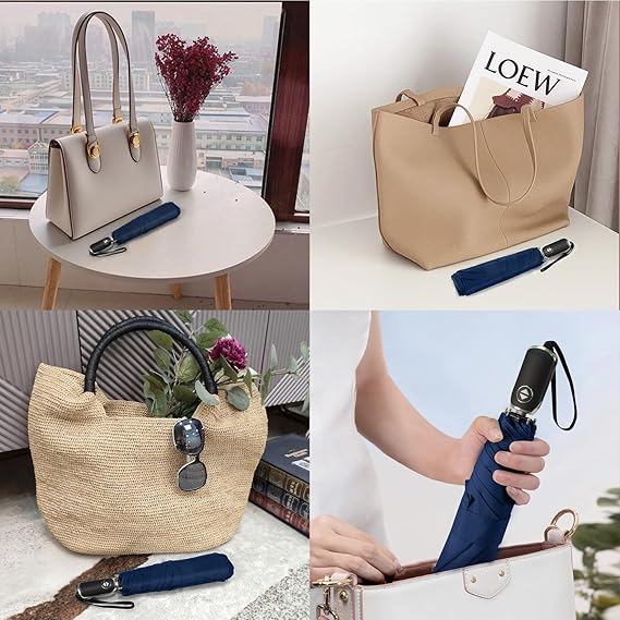 Dark Blue Mini Automatic Travel Umbrella